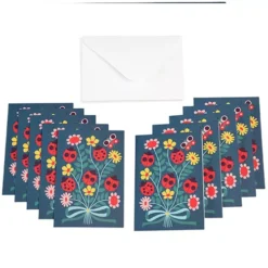 Rex London Blanco Kaart Lieveheersbeestjes -10st -Kinderspeelgoed 29899 2 lady birds pack of 10 cards envelopes