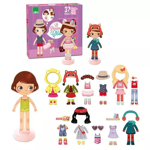 Vilac Magneetdoos - Chloe Aankleedpop 4 Vilac Magneetdoos - Chloe Aankleedpop - Afbeelding 2