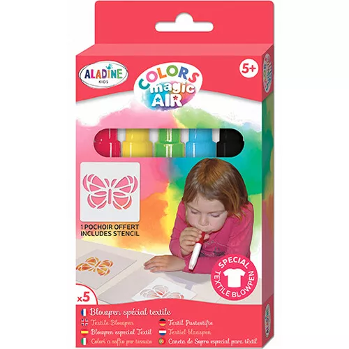 Aladine Textiel Blaasstiften Met Sjabloon - 5st 3 Aladine Textiel Blaasstiften Met Sjabloon - 5st