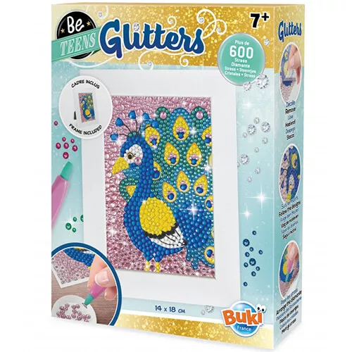 Buki Glitterschilderij - Pauw 3 Buki Glitterschilderij - Pauw