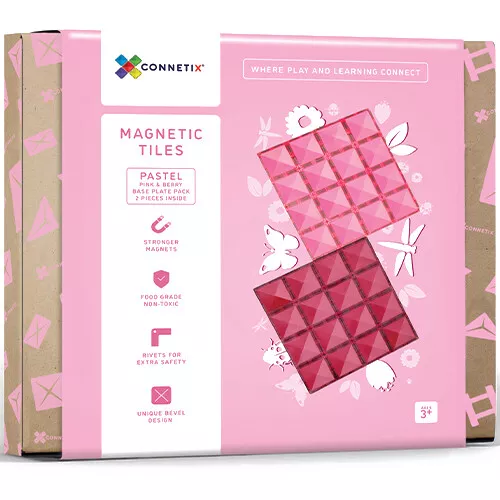Connetix Uitbreidingsset Bodemplaten - Pink-berry - 2st 3 Connetix Uitbreidingsset Bodemplaten - Pink-berry - 2st