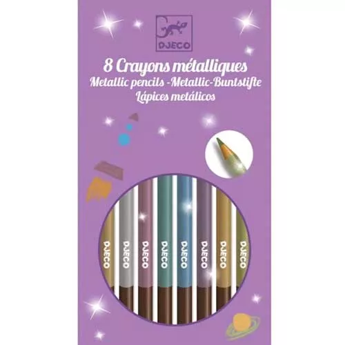 Djeco 8 Kleurpotloden - Metallic 3 Djeco 8 Kleurpotloden - Metallic