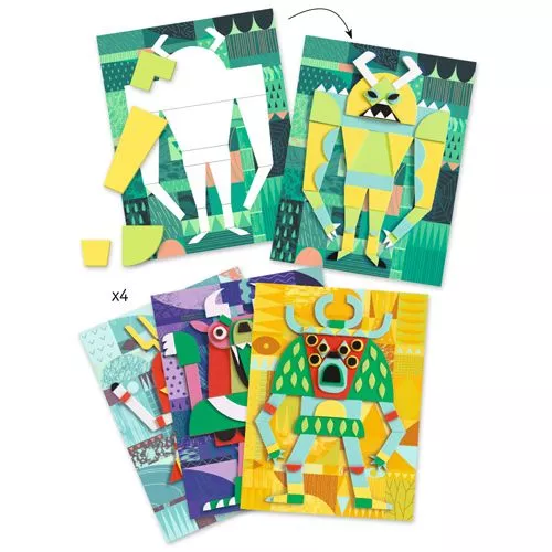 Djeco Knutselset Collage In Reliëf - Monsters 4 Djeco Knutselset Collage In Reliëf - Monsters - Afbeelding 2