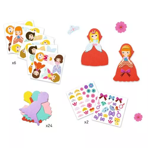 Djeco Knutselset Creëren Met Stickers - Prinsessen 4 Djeco Knutselset Creëren Met Stickers - Prinsessen - Afbeelding 2