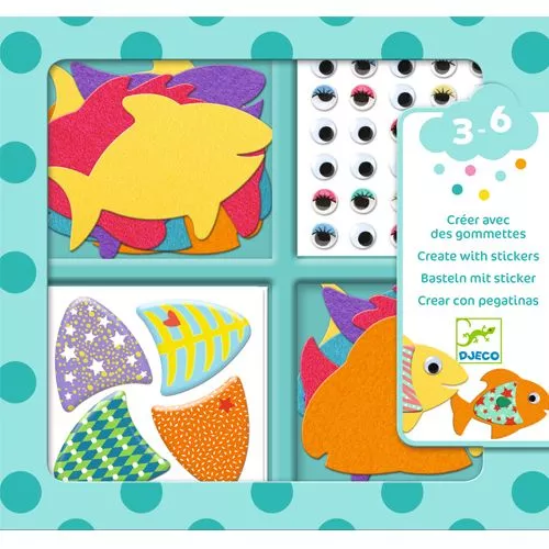 Djeco Knutselset Creëren Met Stickers - Vissen 3 Djeco Knutselset Creëren Met Stickers - Vissen