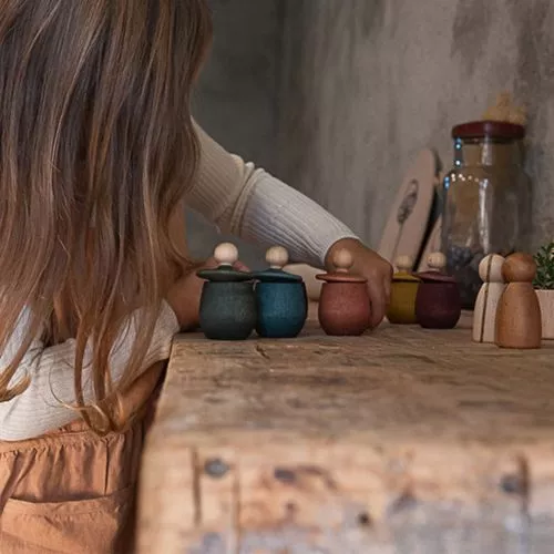 Grapat Houten Poppetje In Bakje - Violet 5 Grapat Houten Poppetje In Bakje - Violet - Afbeelding 3