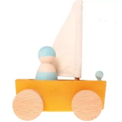Grimm's Vloot Strand Zeilboten - 4st -Kinderspeelgoed grimm s 4 houten landjachten 09316 ilovespeelgoed 4