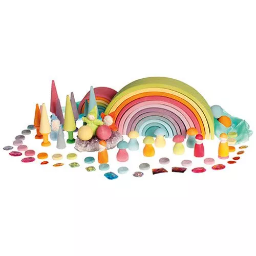 Grimm's Houten Rijgknopen - Pastel 4 Grimm's Houten Rijgknopen - Pastel - Afbeelding 2