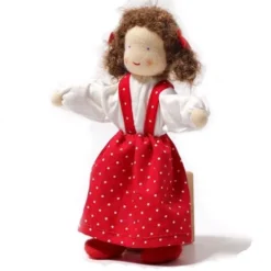 Grimm's Poppenhuispopje Meisje Donkerblond - 12,5 Cm