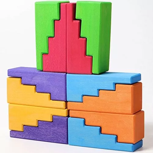 Grimm's Stapelblokken Trap - 12st - Regenboog 4 Grimm's Stapelblokken Trap - 12st - Regenboog - Afbeelding 2
