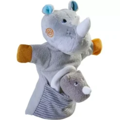 Haba Handpop Neushoorn Met Baby -Kinderspeelgoed haba handpop neushoorn met baby1
