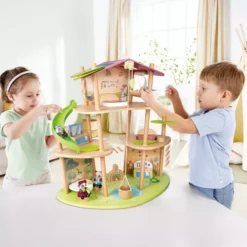 Hape Poppenhuis Met Inrichting En Pandafamilie -Kinderspeelgoed hape poppenhuis met inrichting en pandafamilie 3