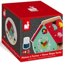 Janod Houten Vormendoos Klokhuis -Kinderspeelgoed janod houten vormdoos klokhuis 1