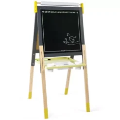 Janod Dubbelzijdig Schoolbord Met Verstelbare Poten - Geel-grijs -Kinderspeelgoed janod dubbelzijdig schoolbord met verstelbare poten 3