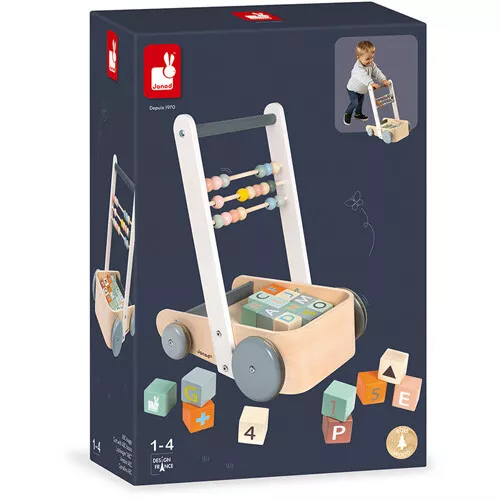 Janod Loopwagen Met Blokken - Sweet Cocoon - 20st 4 Janod Loopwagen Met Blokken - Sweet Cocoon - 20st - Afbeelding 2