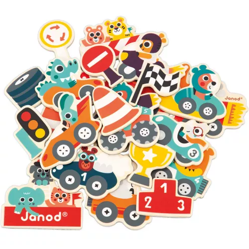 Janod Magneten Voertuigen - 24st 3 Janod Magneten Voertuigen - 24st