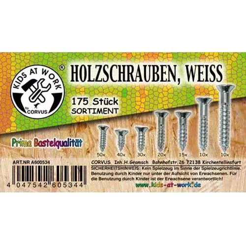 Kids At Work Houtschroeven - Blank (175st) 3 Kids At Work Houtschroeven - Blank (175st)