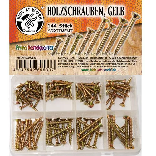 Kids At Work Houtschroeven - Geel (144st) 4 Kids At Work Houtschroeven - Geel (144st) - Afbeelding 2