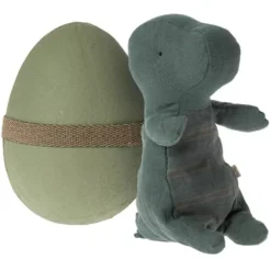 Maileg Knuffeldino In Ei Small - Dark Petrol - 23 Cm