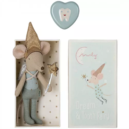 Maileg Knuffelmuis Grote Broer - Tandenfee Met Tandendoosje - Blauw - 12 Cm - Afbeelding 2