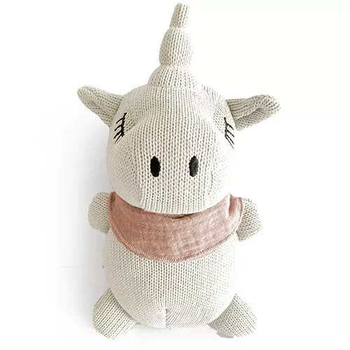 Mrs Ertha Hydrofieldoek En Knuffelrammelaar Eenhoorn - Peach - Afbeelding 2