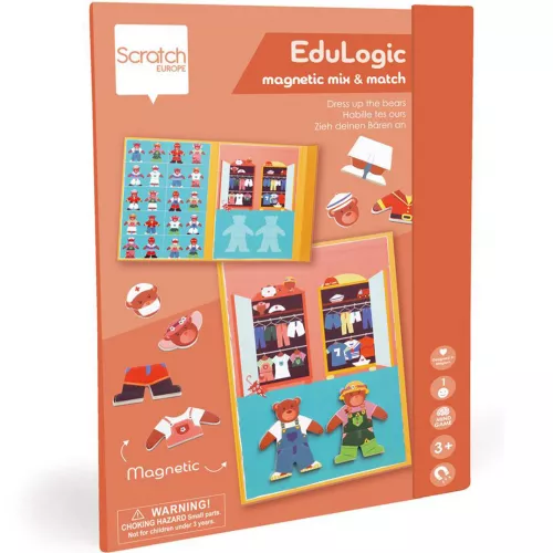 Scratch Europe Magneetboek Edulogic - Aankleedbeer 3 Scratch Europe Magneetboek Edulogic - Aankleedbeer