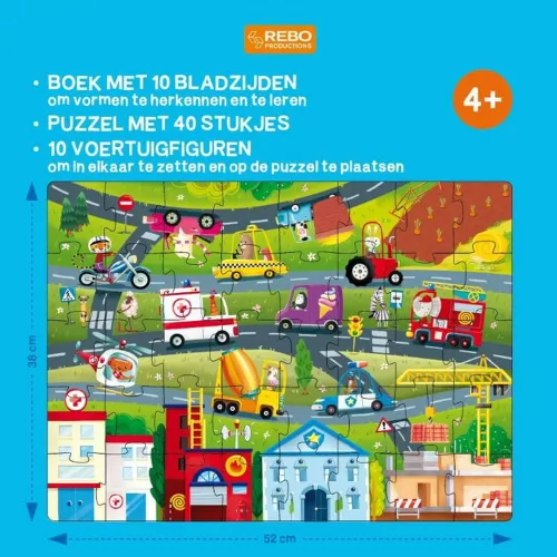 Uitgeverij Rebo Box Voertuigen Boek, Puzzel En Speelvoertuigen 4 Uitgeverij Rebo Box Voertuigen Boek, Puzzel En Speelvoertuigen - Afbeelding 2