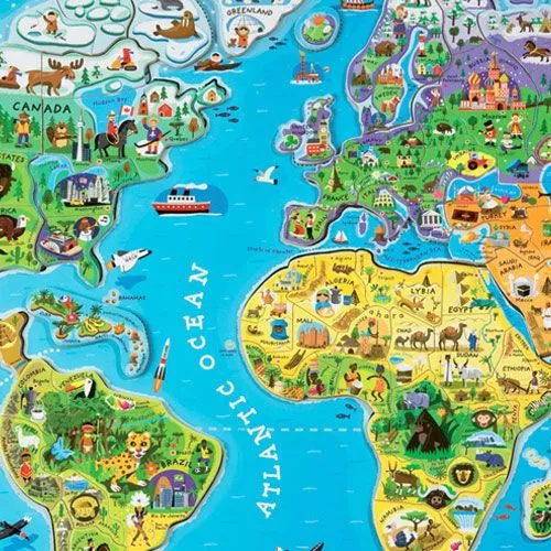 Janod Magneetpuzzel Wereldkaart (92st) 4 Janod Magneetpuzzel Wereldkaart (92st) - Afbeelding 2